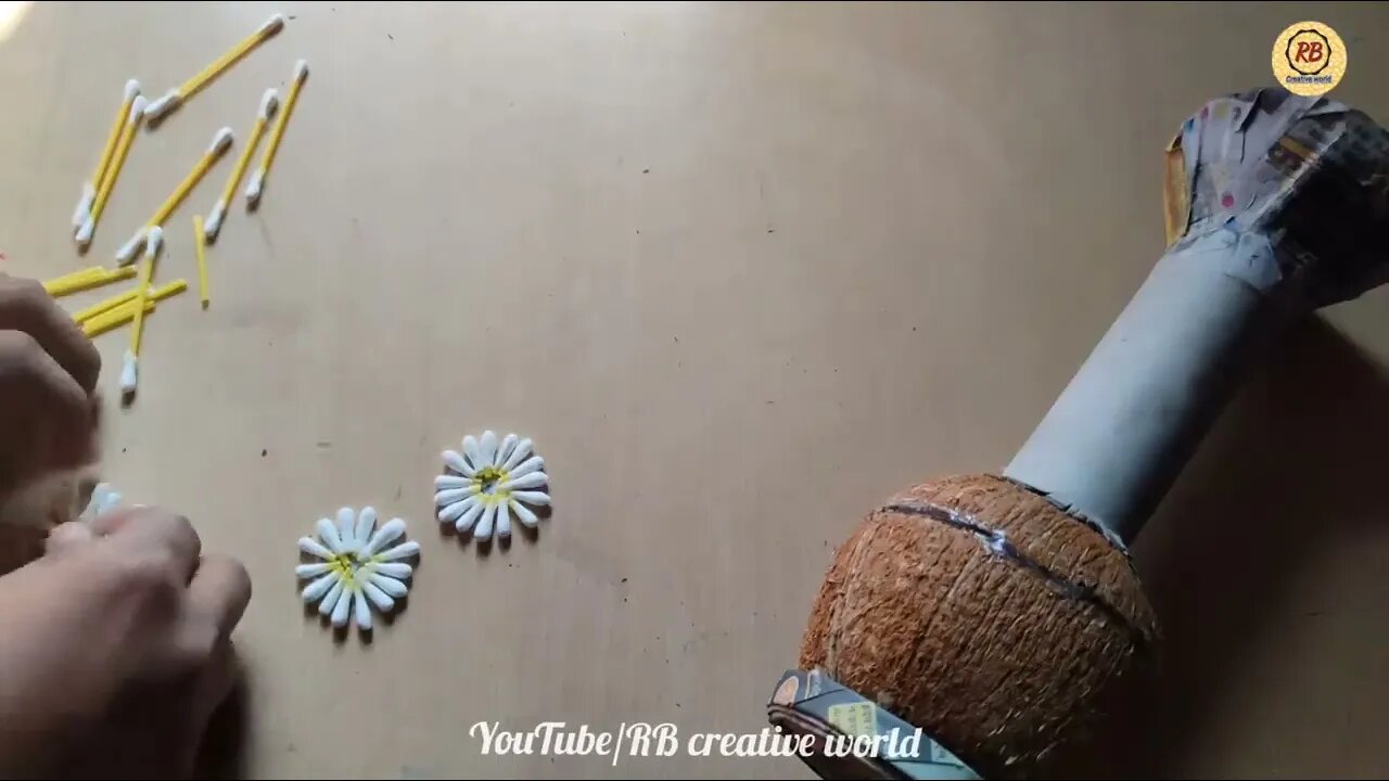 Waste Coconut Shell and Earbuds Craft Idea