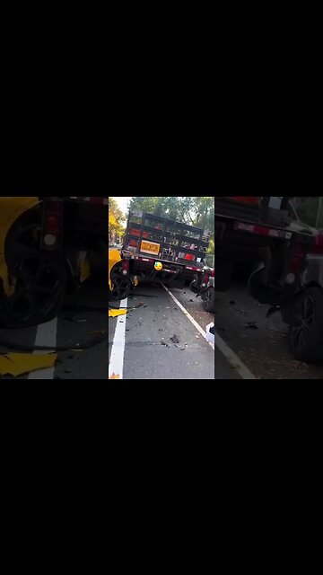 Lamborghini Suv destroyed making U turn! #foryou #lamborghini #nyc