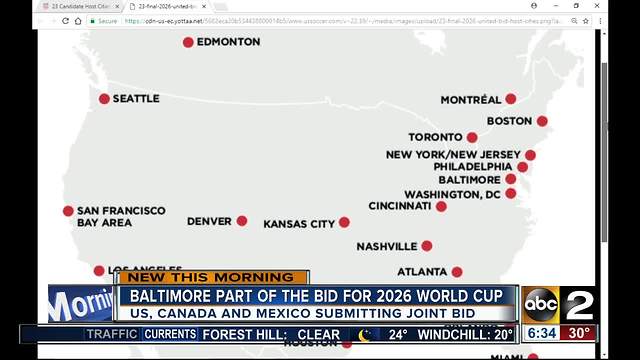 Baltimore part of the bid for the 2026 World Cup