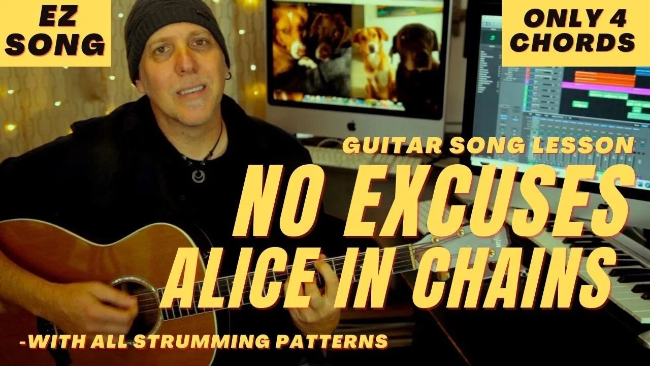 Alice In Chains No Excuses Super EZ Guitar Song Lesson - No Barre Chords