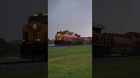 FEC-107 train on a rainy evening at Daytona Beach Golf Club June 24 2023 #railfanrob #fec107