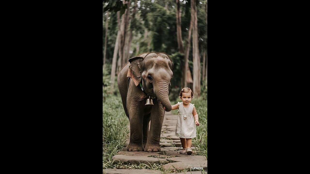 Baby with elephant