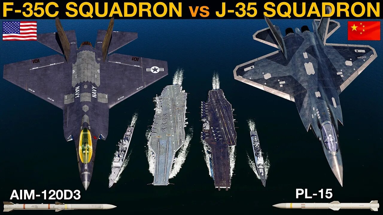F-35C Squadron vs *NEW* J-35 Gyrfalcon Squadron (5th Gen Naval Battle 107) | DCS