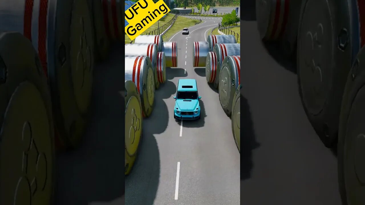 Amazing 5 bollards car crash |Beam NG Drive #shortvideo #beamngdrive #ufugaming #bollards