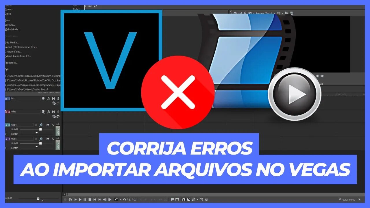 COMO CORRIGIR O ERRO AO IMPORTAR ARQUIVOS NO SONY VEGAS