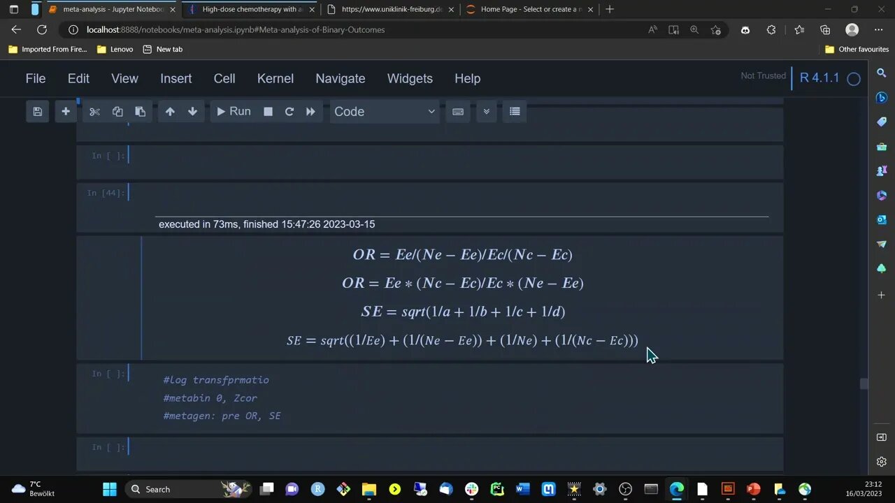 Part 14: Meta-analysis of odds ratios using meta package