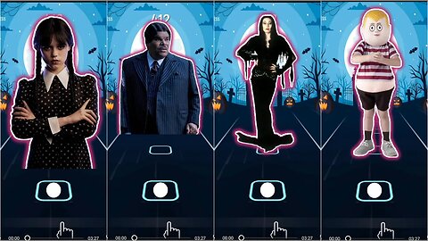 WEDNESDAY ADDAMS FAMILY DANCE Bloody Mary Lady vs Gomez vs Morticia vs Pugsley| Tiles Hop: EDM Rush!