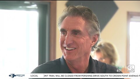 North Dakota Governor Doug Burgum campaigns for president in southwest Iowa Tuesday 