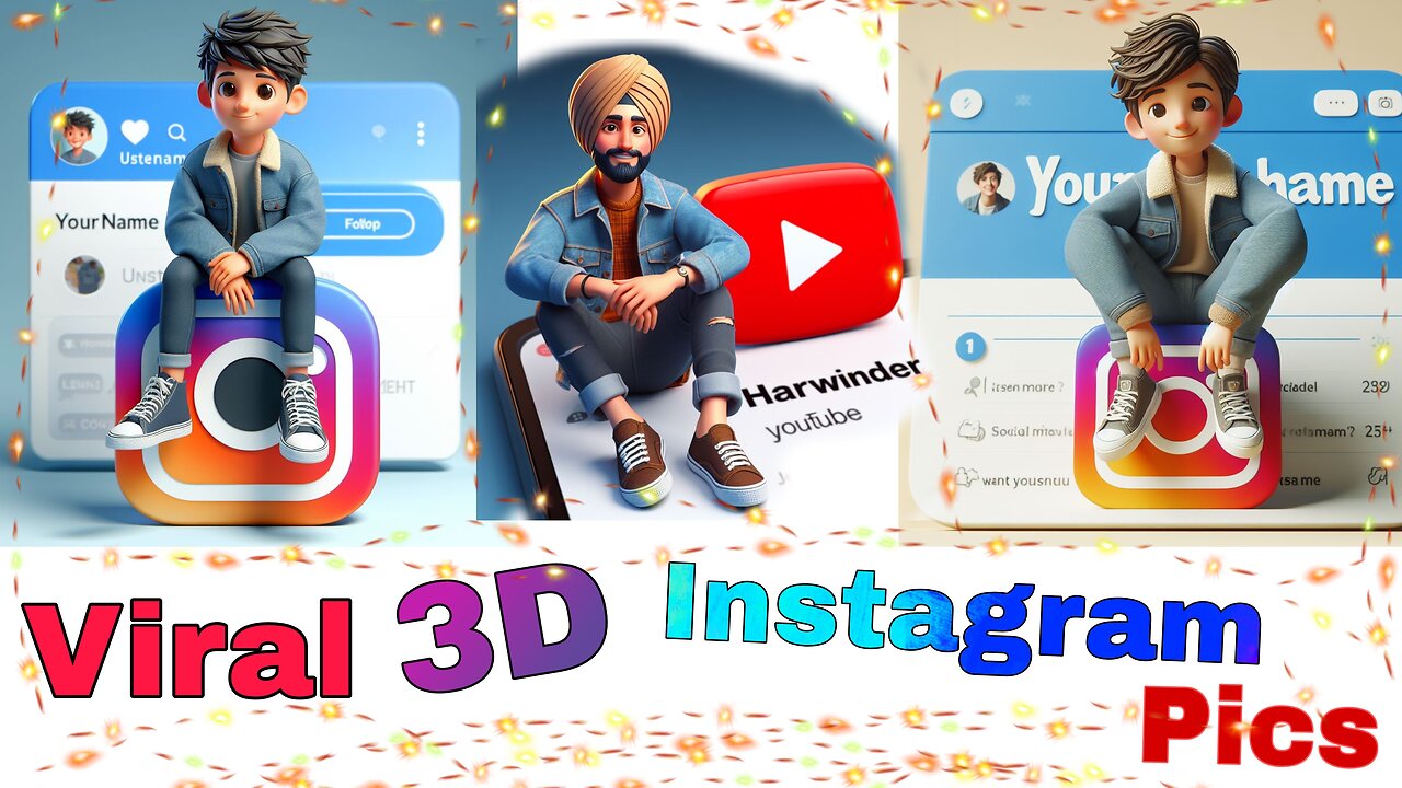 Viral 3D instagram posts | social media logo Viral pics | hsramgarhia