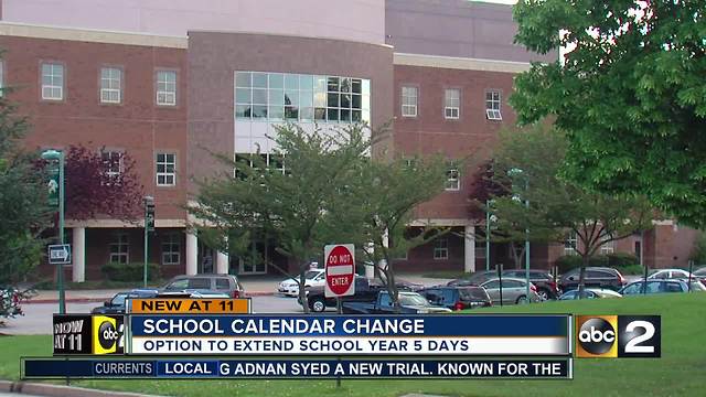 School calendar change could mean 5 more days at end of year