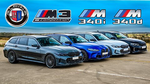 Alpina B3 v BMW M3 v M340i v M340d: Touring DRAG RACE