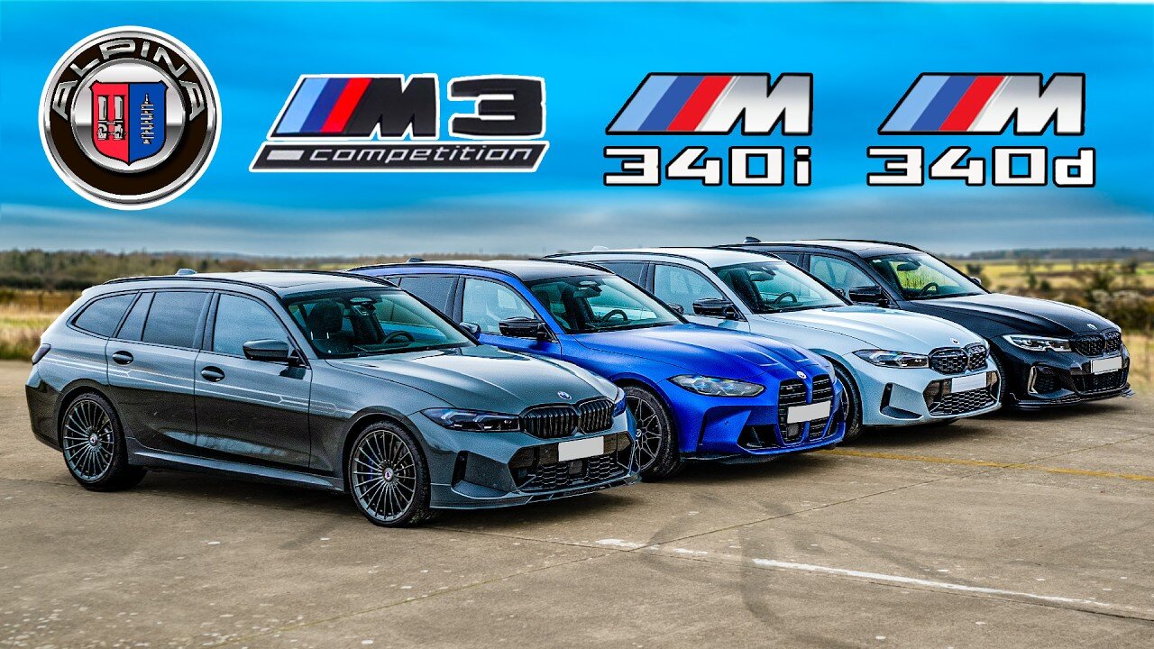 Alpina B3 v BMW M3 v M340i v M340d: Touring DRAG RACE