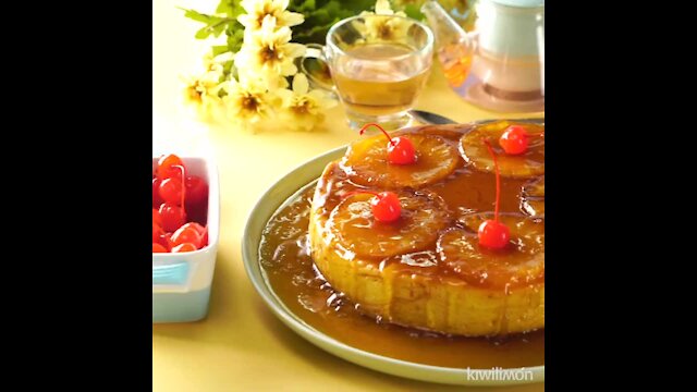 upside down Pineapple flan