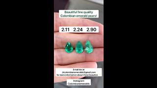 Gorgeous high quality vivid electric green loose Colombian emerald pears on hand for sale
