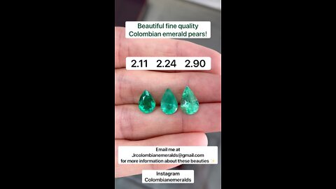 Gorgeous high quality vivid electric green loose Colombian emerald pears on hand for sale