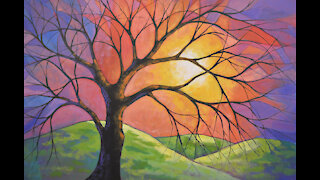 Time Lapse Speed Painting / Abstract Modern Landscape / Spring Is Calling