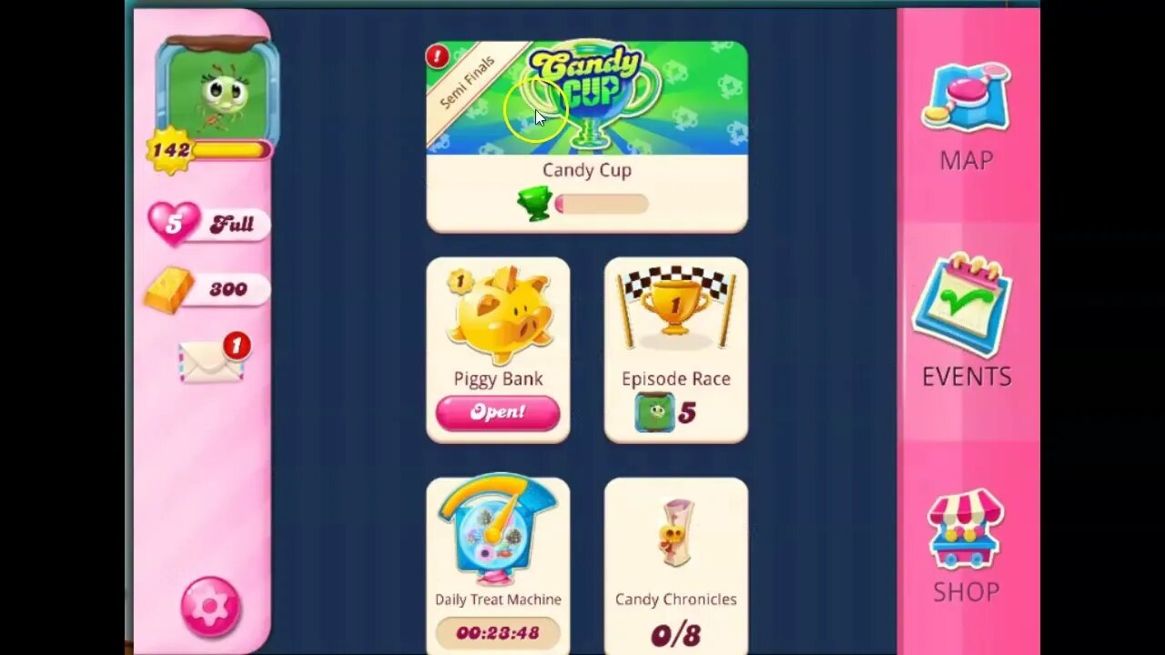 My pitiful progress on the Candy Cup Semifinal Event in Candy Crush...all by design! ;)