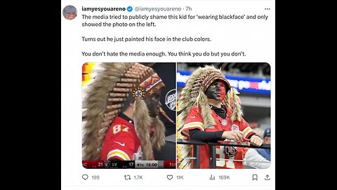 UPDATE on the nfl Chiefs native american kid on face paint smeared by racist woke liberal fake news