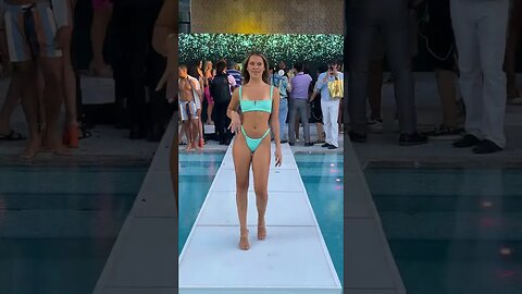 NYSW Wrap Party model in blue bikini