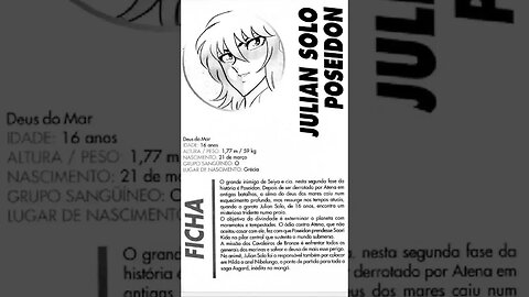 Os Cavaleiros Do Zodíaco - Julian Solo Poseidon Ficha [Pause o Vídeo Caso Não Consiga Ler]