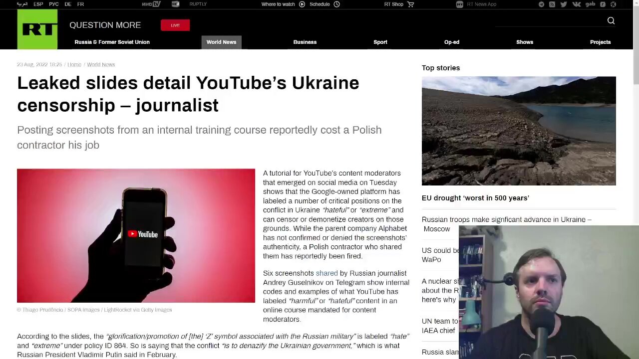 Leaked slides detail YouTube’s Ukraine censorship