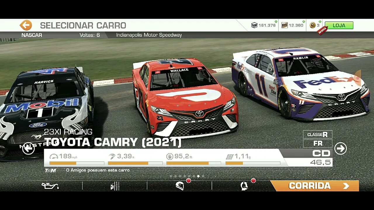 GUIGAMES - Real Racing 3 - NASCAR - TOYOTA CAMRY RACING 23 Indianapolis 20 competidores - 1º lugar