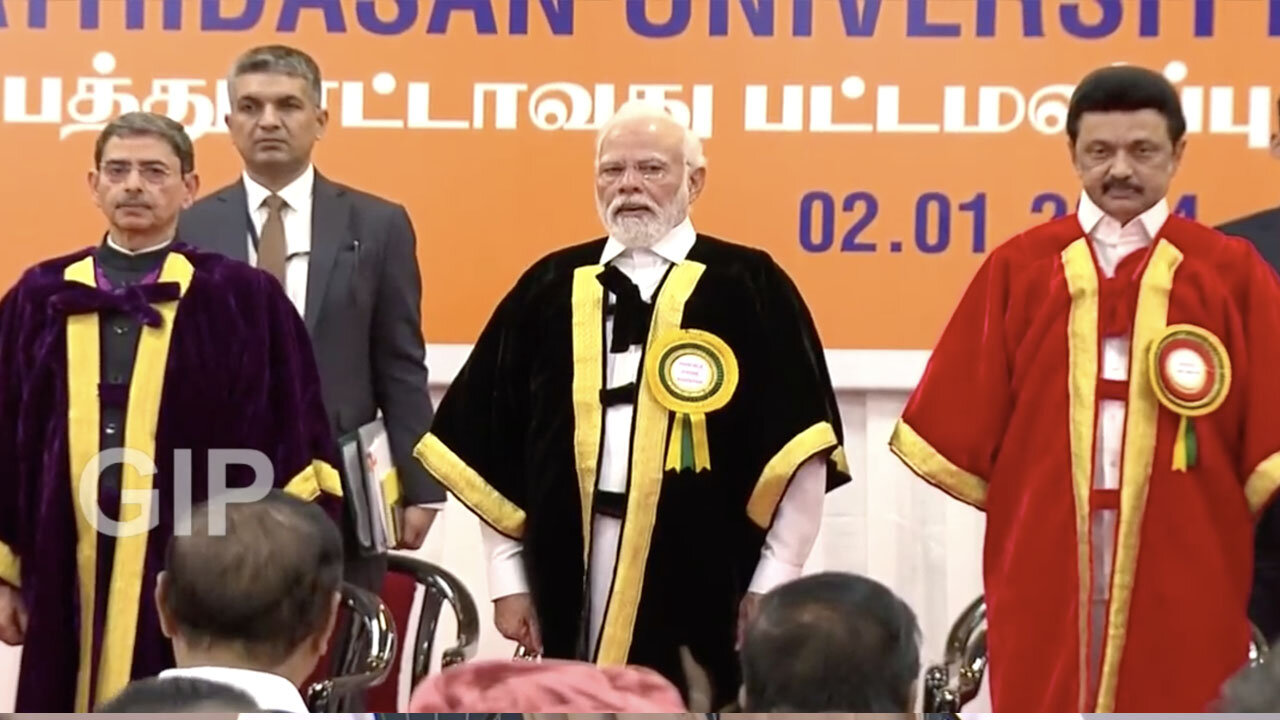 PM Modi attends 38th Convocation of Bharathidasan University at Tiruchirappalli, Tamil Nadu