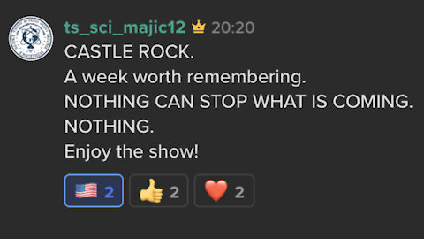 ENJOY THE SHOW! 🍿🍿🍿 Majestic 12 seven short Keybase posts - CASTLE ROCK - A week worth remembering.