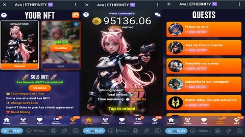 Ava ETHERNITY | New Crypto Mining Bot On Telegram | Ai Chat To Earn | Launching In Q3