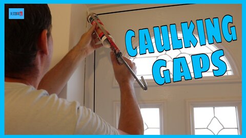 Caulking gaps around plastic trim.