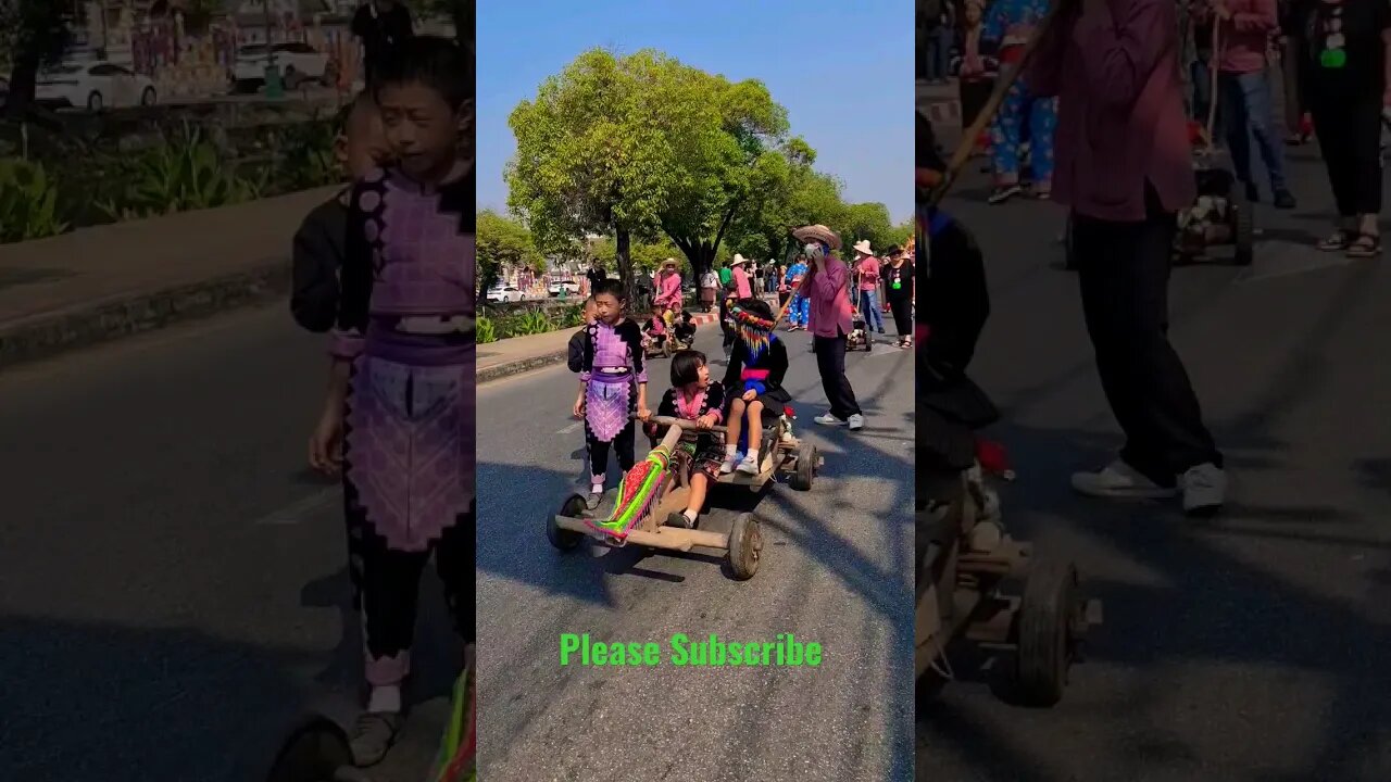 Traditional Kids Riding Toy Made From Wood Flower Festival Thailand #trending #viral #shorts #short