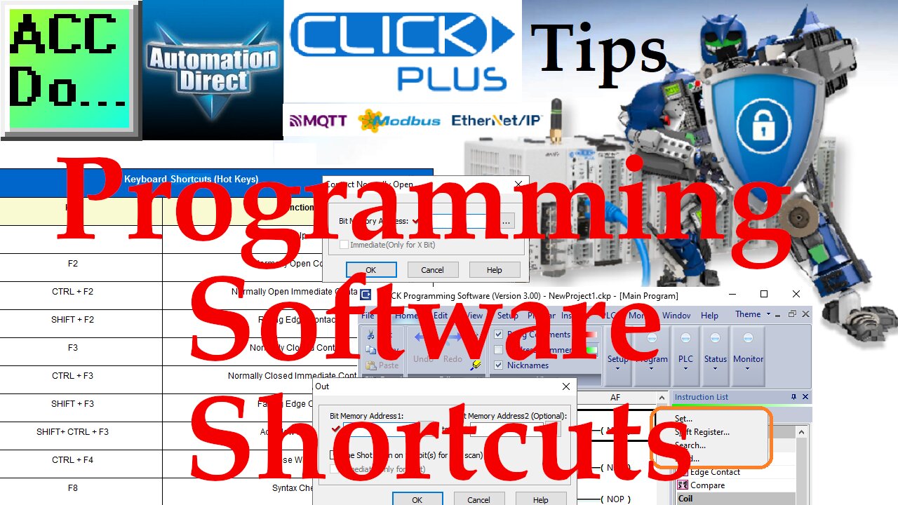 Click Programming Software Shortcuts