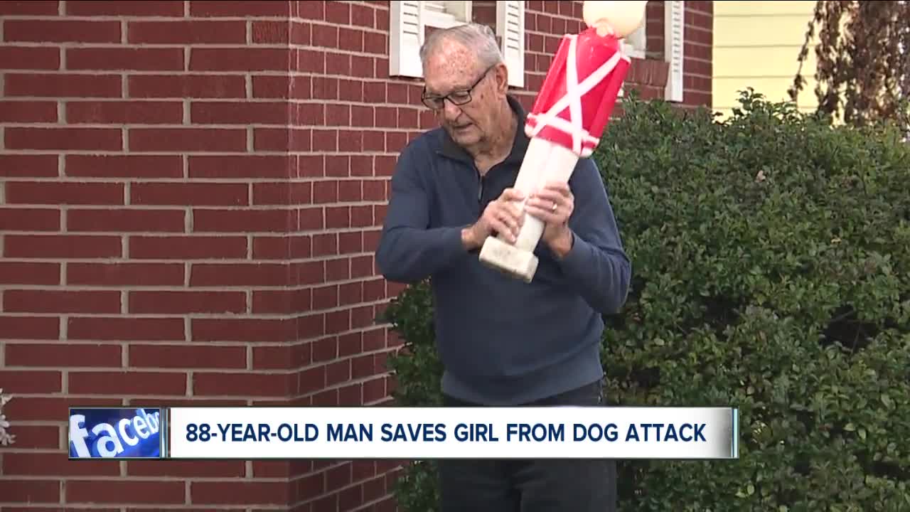 Korean War veteran, 88, uses Christmas decoration to fend off pitbull that was attacking girl