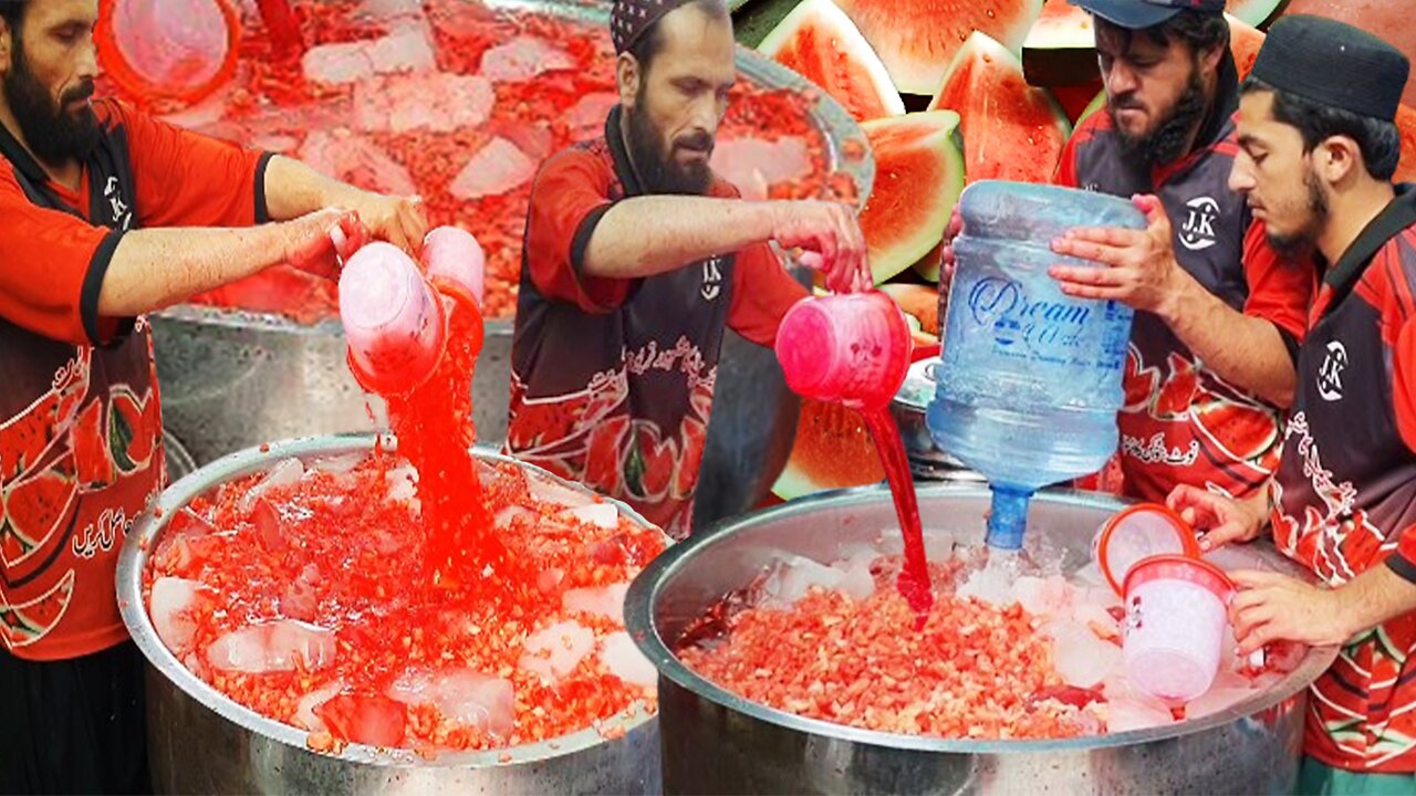 Tarbooz Ka Sharbat | Watermelon Juice & Cutting Skills | Summer Street Drink | Street Food Karachi