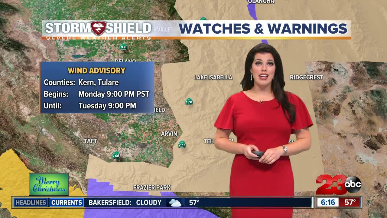 Wind Advisory overnight and rain on Christmas morning