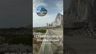 Gibraltar Airport; easyJet Landing at Rock, slow motion EZY8901