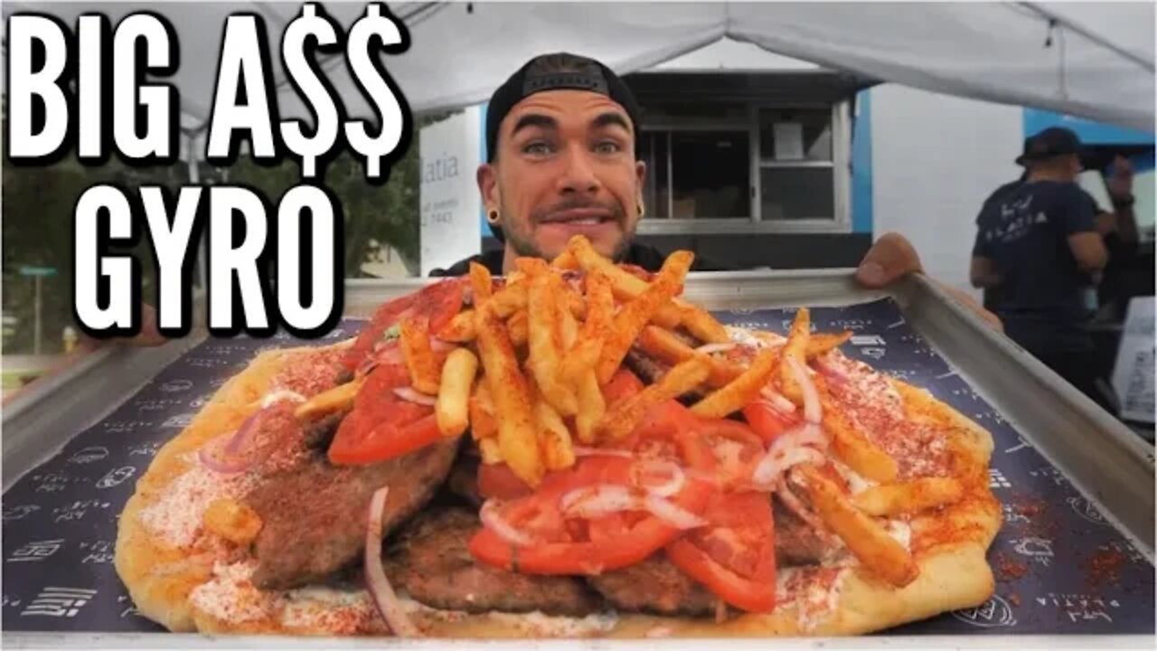 GIANT GREEK GYRO CHALLENGE | In Charleston South Carolina | Mediterranean Food | Man Vs Food