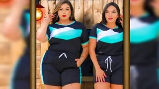 CONJUNTO FEMININA PLUS SIZE E MID SIZE MANGUINHA E DETALHE SHORT MALHA CREPE VERÃO