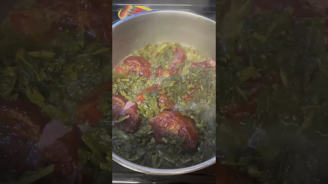 Turnip Greens and Kale with Smoked Turkey Tails!