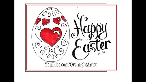 Easter 2014 - Draw Easter Easy Card Egg With Hearts