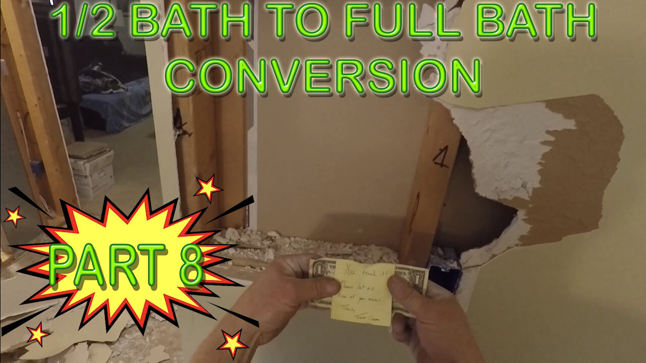 Converting a 1/2 Bath to a Full Bath Part 8