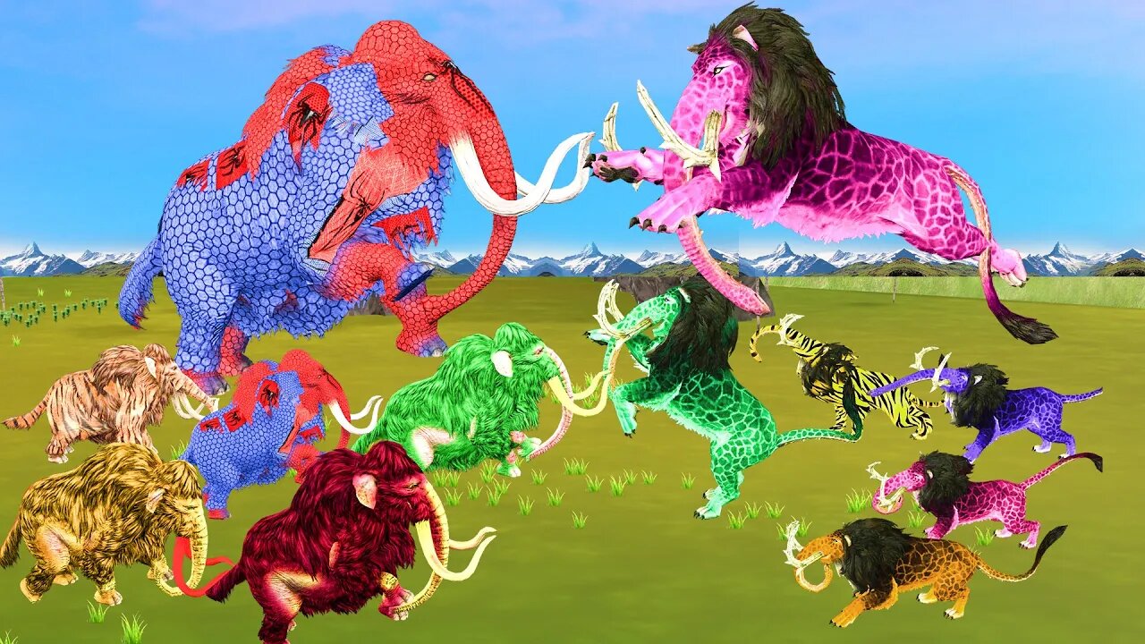 5 Zombie Monster Lions Vs 5 Zombie Mammoths Ultimate Animal Revolt Epic Battle saved cow family