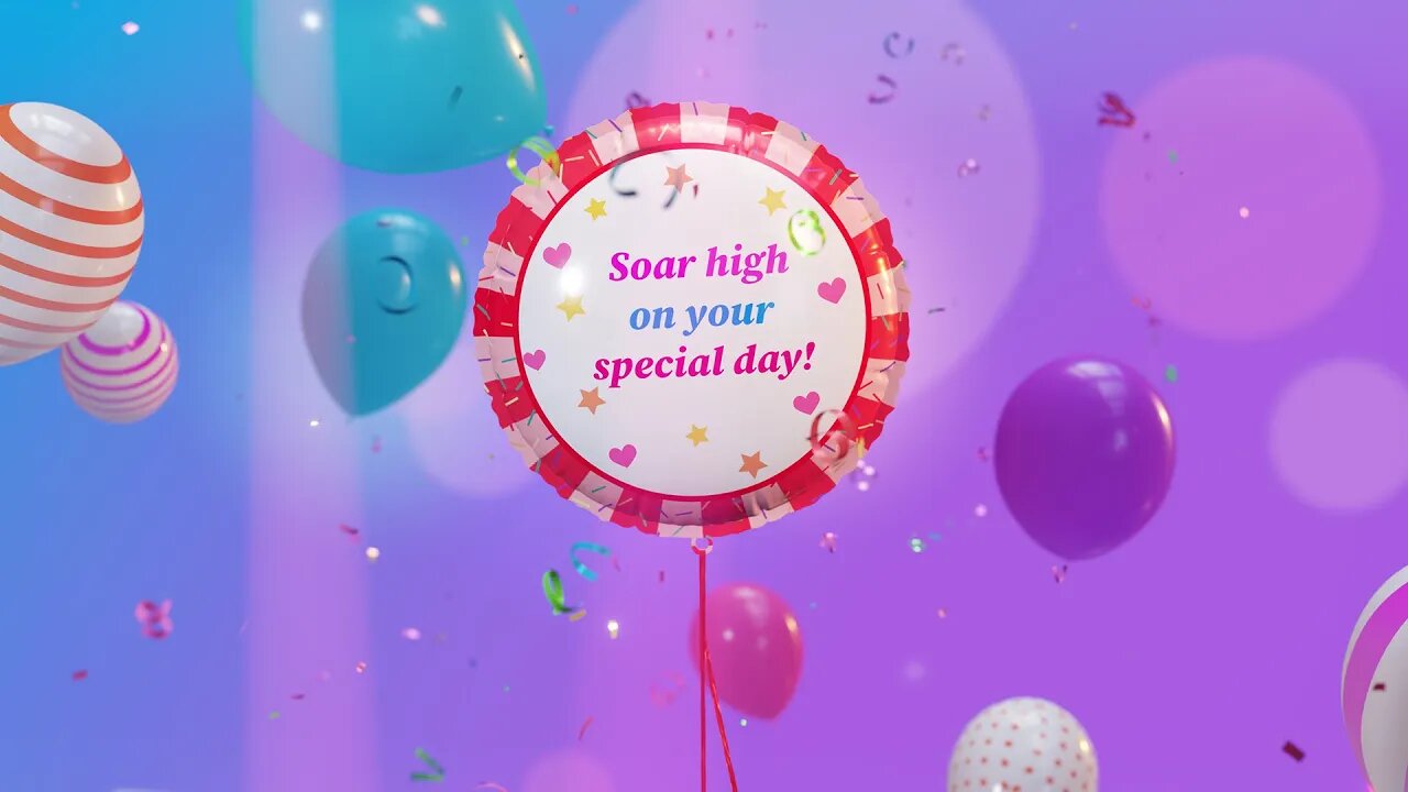 Heartfelt Birthday Wishes: Birthday greeting gift with balloons 4K