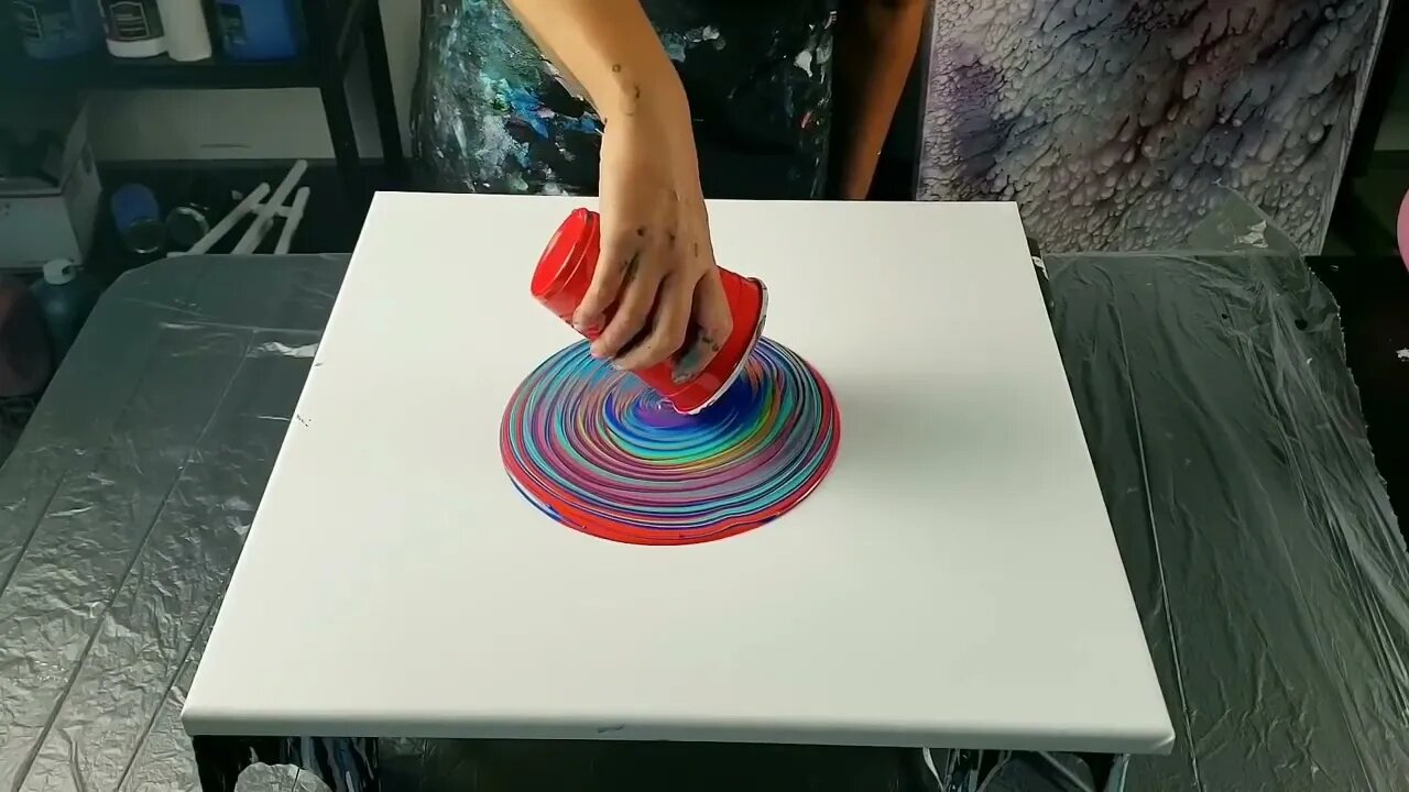 Balloon Smash Wrecked Ring Pour - Acrylic Pouring