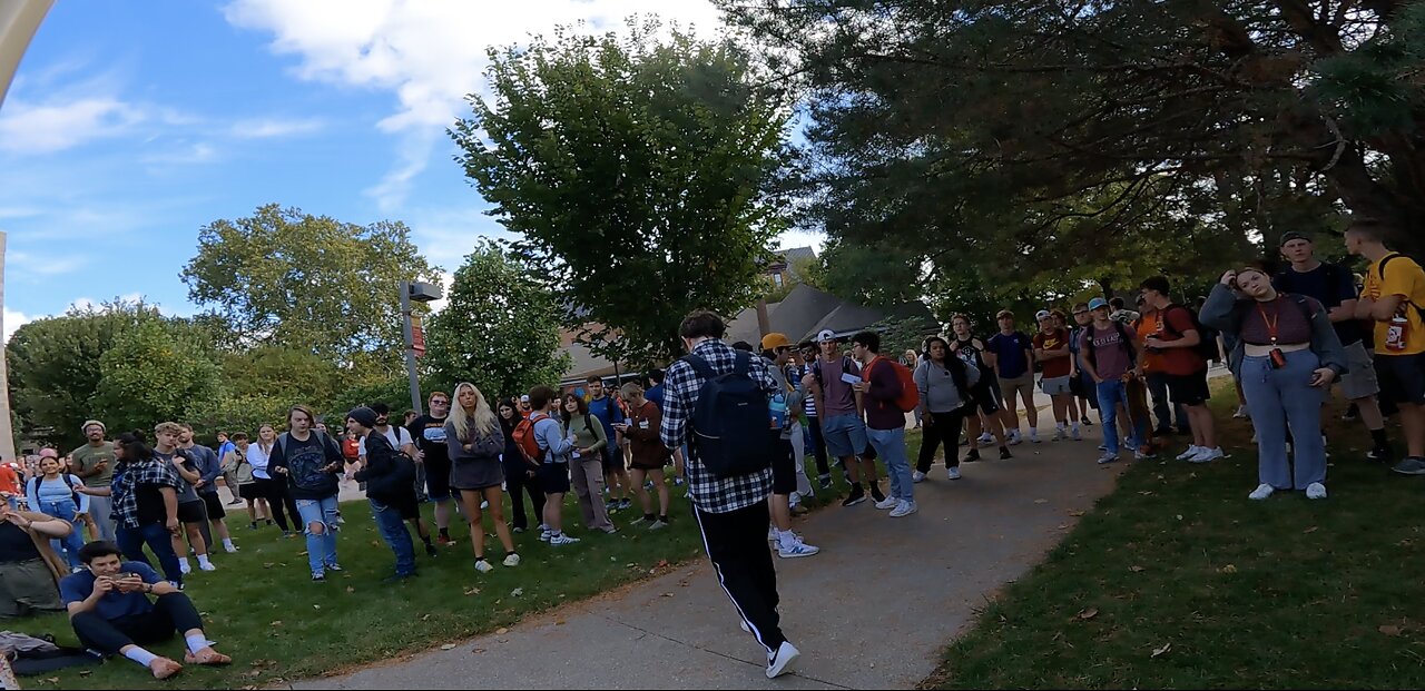 Iowa State University: Large Crowd of Hundreds Gather, Hecklers Rile Up The Masses, Then Conviction Settles, At The Very End A Hush Falls On The Crowd, Couldn't Hear A Pin Drop