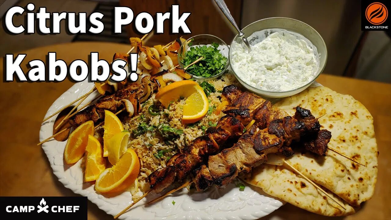 Citrus Chicken and Pork Kabobs w/Fresh Avocado Tzatziki!! #Mediterranean