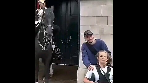 Many videos of the Royal Guard and his horse appear on the internet.
