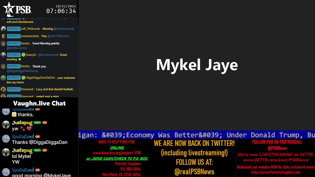 2024-10-31 07:00 EDT - Patriots Soapbox AM: with MykelJaye