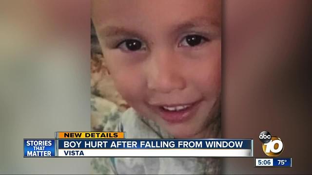 Vista boy hurt in fall from window
