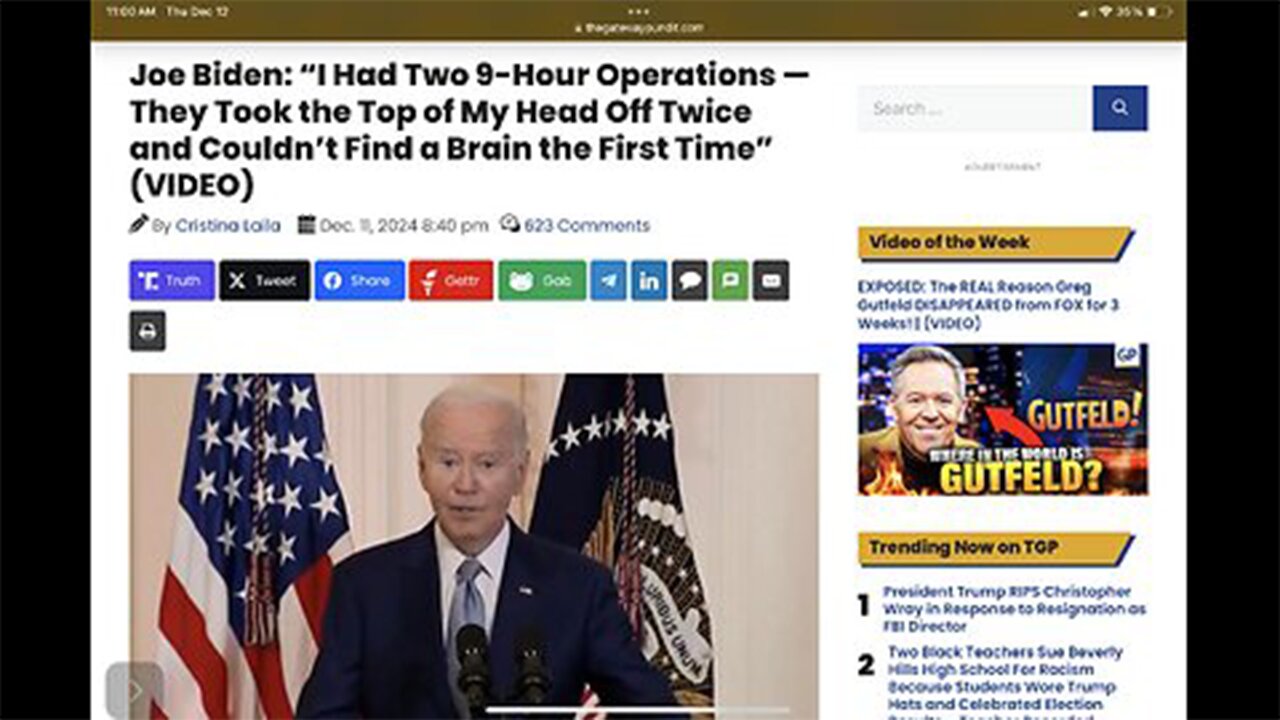 Joe Biden: “I Had Two 9-Hour Operations — They Took the Top of My Head Off Twice and Couldn’t Find a